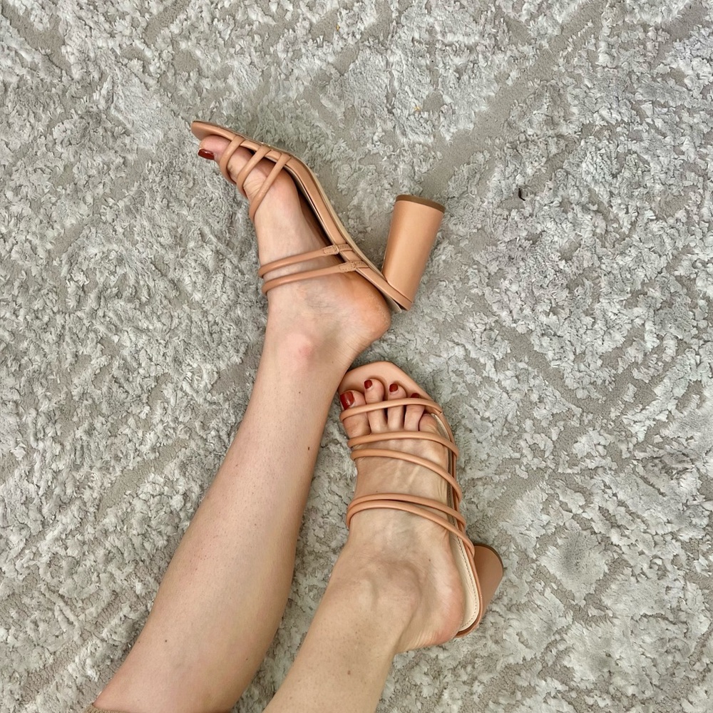 Nine West Square Toe Strappy Block Heels